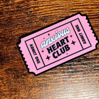 Load image into Gallery viewer, Anxious Heart Club Sticker: Pink Ticket Vinyl Decal
